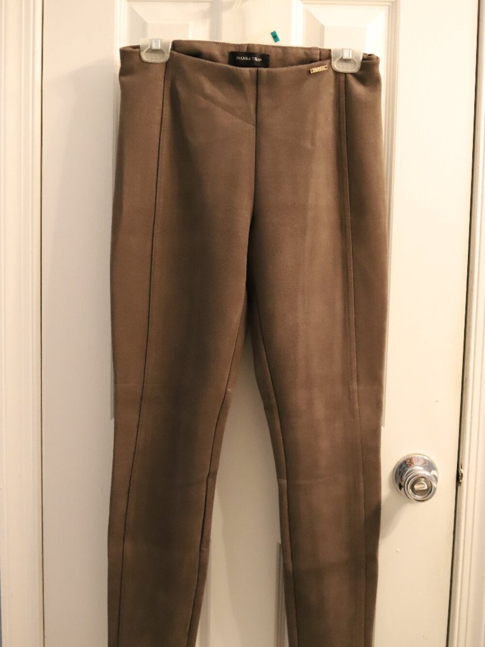 Ivanka Trump Women's Faux Suede Ankle Pants Gray Soft Slimming